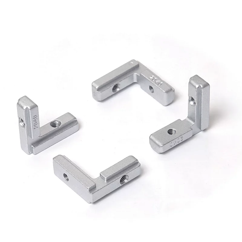 Soporte de unión de conector de esquina interior en forma de L con ranura en T de aleación de zinc